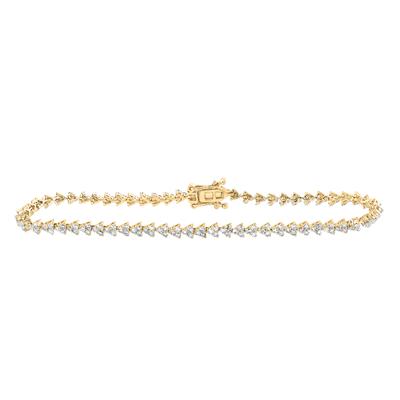 14K Yellow Gold 1-7/8 Ct Round Diamond Single Row Tennis Bracelet