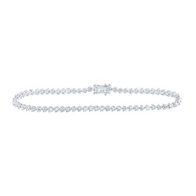 14K White Gold 2-3/4 Ct Round Diamond Single Row Tennis Bracelet