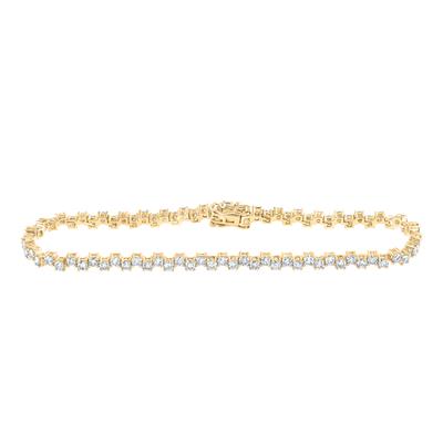 14K Yellow Gold 3-1/2 Ct Round Diamond Tennis Bracelet