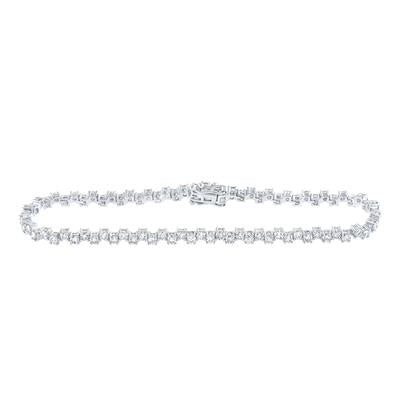 14K White Gold 3-1/2 Ct Round Diamond Tennis Bracelet