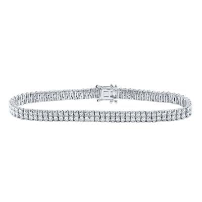 14K White Gold 4-1/5 Ct Round Diamond Double Row Tennis Bracelet