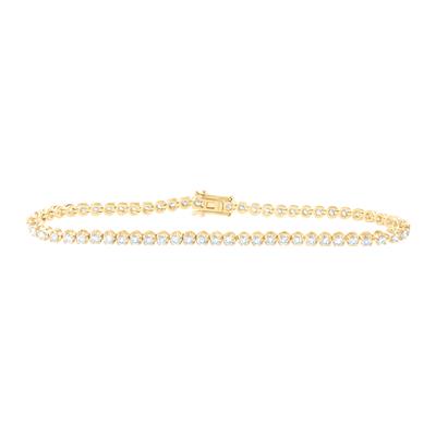 14K Yellow Gold 2 Ct Round Diamond Single Row Tennis Bracelet