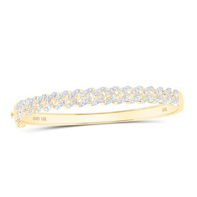 10K Yellow Gold 1-5/8 Ct Round Diamond Miami Cuban Bangle Nicoles Dream Collection Bracelet