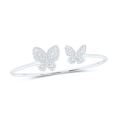 10K White Gold 3/4 Ct Round Diamond Butterfly Nicoles Dream Collection Bangle Bracelet