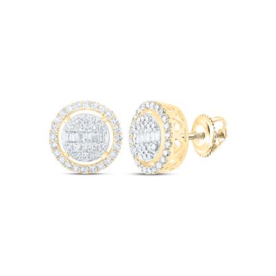 10K Yellow Gold 1/2 Ct Baguette Diamond Circle Fashion Earrings