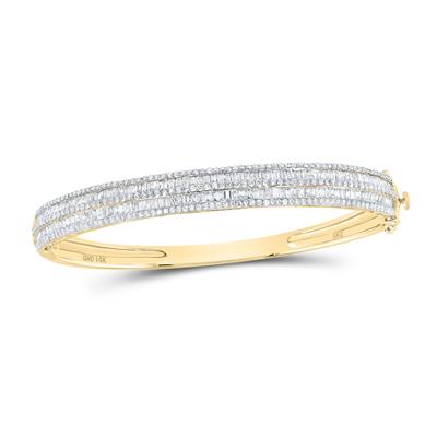 14K Yellow Gold 2-7/8Ct Diamond Round Shape Ladies Bangle Bracelet