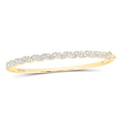 10k Yellow Gold 1 Ct Round Shape Diamond Bangle Bracelet