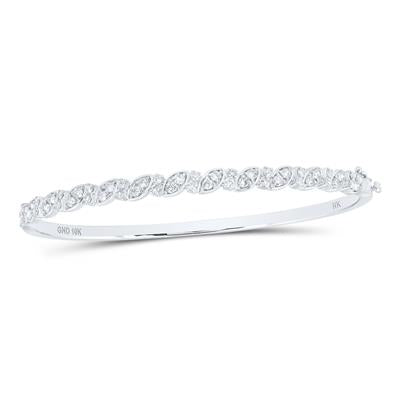 10K White Gold 1.00 Ct Round Diamond Bangle Colored Bracelet