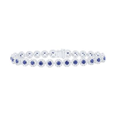 14K White Gold 3Ct Diamond 4-3/8Ct Sapphire Colored Bracelet