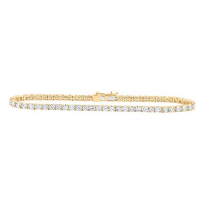 14k Yellow Gold 7-1/3Ct Prong Set Men's Diamond Bracelet