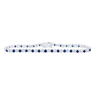 10K White Gold 1/2 Ct Diamond 2-3/4 Ct Sapphire Colored Bracelet