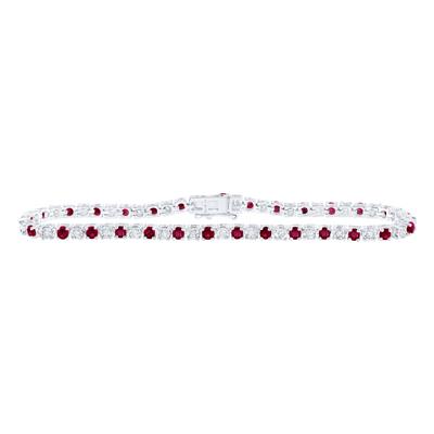 10K White Gold 1/2Ct Diamond 2-1/2 Ct Ruby Colored Bracelet