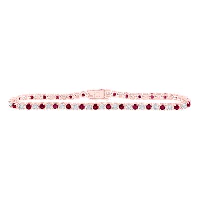 14K Rose Gold 1/2Ct Diamond2-1/2Ct Ruby Colored Bracelet