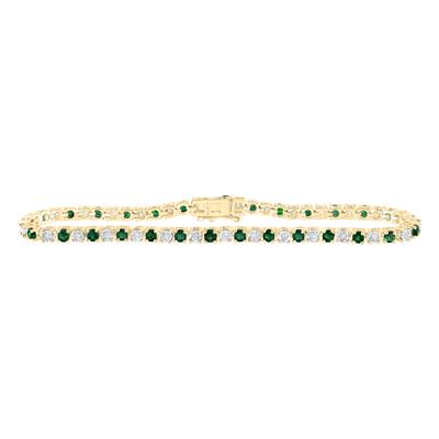 10K Yellow Gold 1/2Ct Diamond 2Ct Emerald  Colored Bracelet