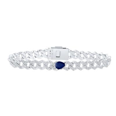 10K White Gold 2-3/8Ct Diamond 1-1/3 Ct Sapphire Colored Bracelet