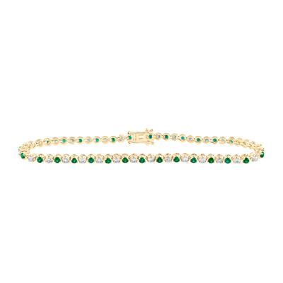 14k Yellow Gold 2 Ct Round Emerald Diamond Tennis Colored Bracelet