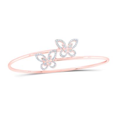 10K Rose Gold 3/8Ct Diamond Butterfly Fashion Bangle Colored Bracelet