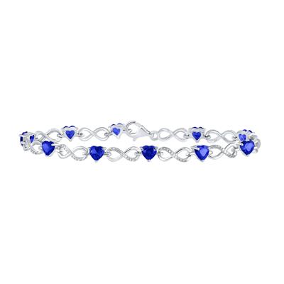 .925 Sterling 1/10Ct Diamond 7.00 Ct Sapphire Synthetic Gemstone Colored  Bracelet