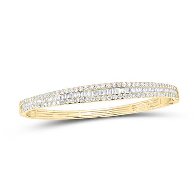 14K Yellow Gold 3Ct Diamond Fashion Bangle Bracelet