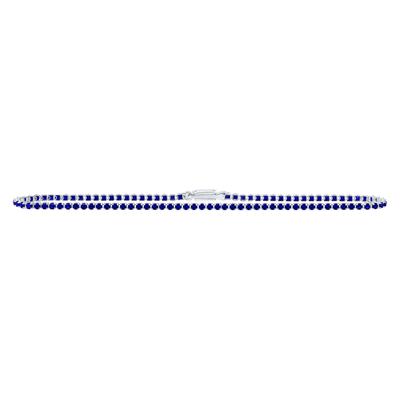 10K White Gold  Diamond 1-5/8Ct Rhodium Blue Sapphire Tennis Colored Bracelet