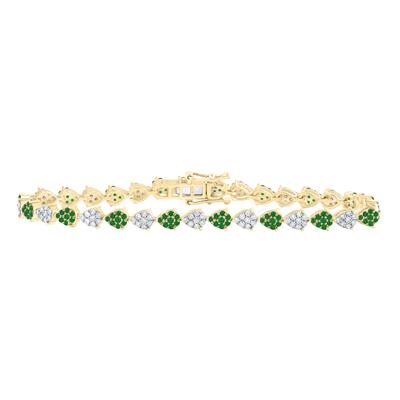 10K Yellow Gold 1Ct Diamond 1Ct Emerald Natural Stone Colored Bracelet