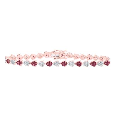 10K Rose Gold 1Ct Diamond 1-1/5 Ct Ruby Natural Gemstone Colored Bracelet