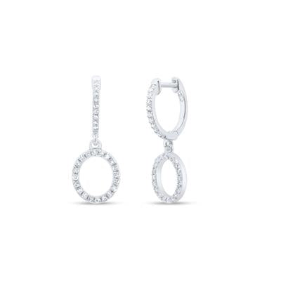 10K White Gold 1/4Ct Diamond Letter "O" Initial Dangle Earrings