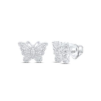 10K White Gold 5/8Ct Diamond Fashion Butterfly Earrings