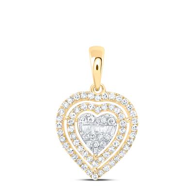 10K Yellow Gold 3/8Ct Diamond Fashion Heart Pendant