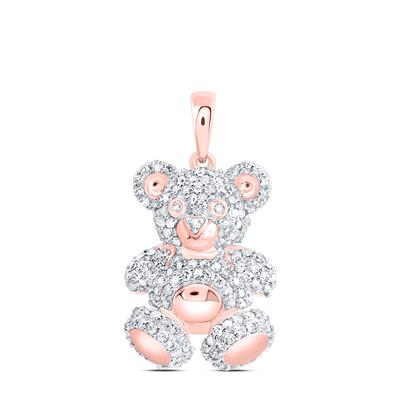 10K Rose Gold 5/8Ct Diamond Fashion Teddy Bear Pendant