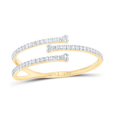 10K Yellow Gold 2-1/5Ct Diamond Fashion Heart Cuff Bangle Bracelet