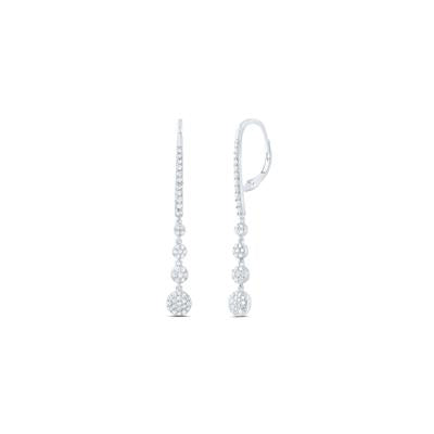 14K White Gold 5/8Ct Diamond Fashion Dangle Earrings