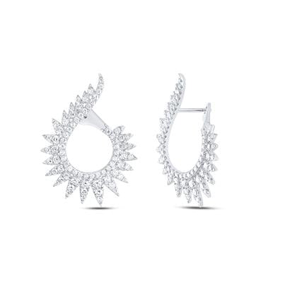 14K White Gold 2-1/4Ct Diamond Fashion Hoop Earrings