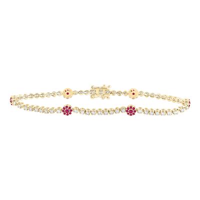 14K Yellow Gold 7/8Ct Diamond 7/8Ct Ruby Natural Gem Stone Tennis Colored Bracelet