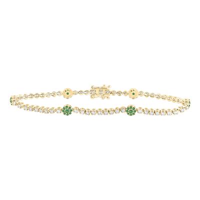 14k Yellow Gold 7/8Ct Diamond 5/8Ct Emerald Natural Gem Stone Tennis Colored Bracelet