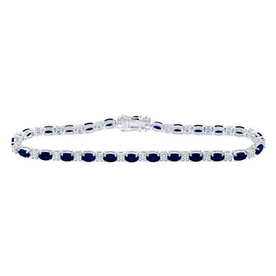 14K White Gold 5/8Ct Diamond 6-1/2Ct Sapphire Natural Gem stone Colored Bracelet