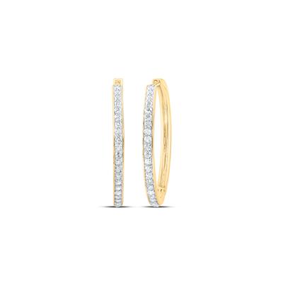 10K Yellow Gold 7/8Ct Diamond Fashion Hoop Earrings