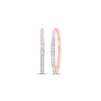 10K Rose Gold 7/8Ct Diamond Fashion Hoop Earrings