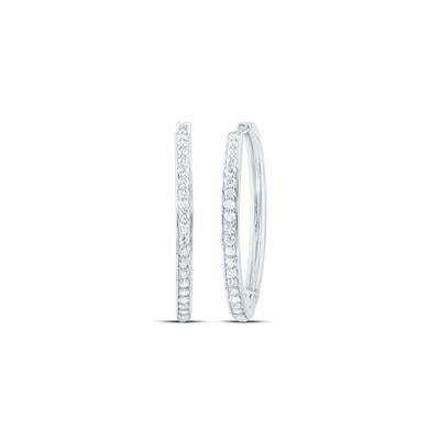 10K White Gold 7/8Ct Diamond Fashion Hoop Earrings