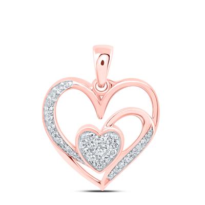 10K Rose Gold 1/6Ct Diamond Gift Heart Pendant