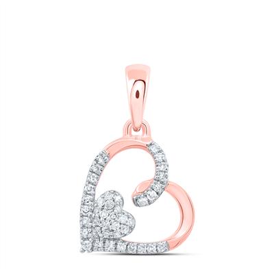 10K Rose Gold 1/10Ct Diamond Gift Heart Pendant