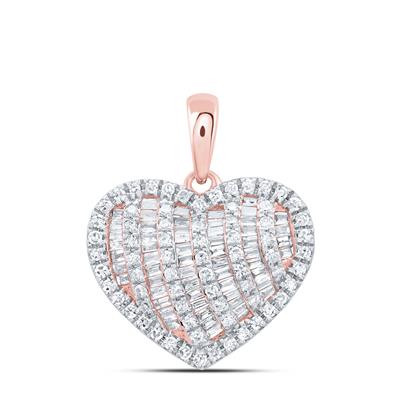 10K Rose Gold 1/2Ct Diamond Fashion Heart Pendant