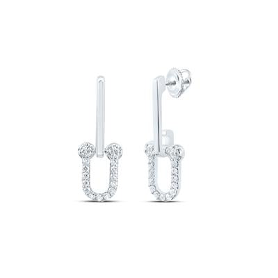 14K White Gold 1/4Ct Diamond Fashion Paper Clip Dangle Earrings