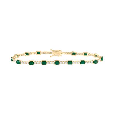 14K Yellow 1Ct Diamond 2-7/8Ct Emerald Natural Gem Fashion Colored Bracelet