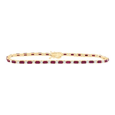 14K Yellow Gold1 Ct Diamond 3-7/8Ct Ruby Natural Gem Stone Fashion Colored Bracelet