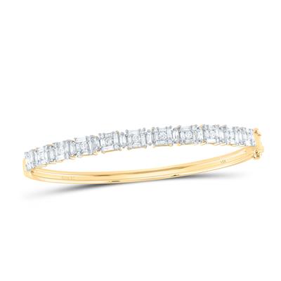 14K Yellow Gold 1-5/8 Ct Diamond Fashion Baguette Bangle Bracelet