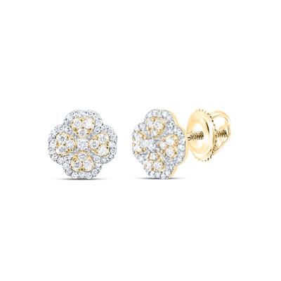 10K Yellow Gold 1/3Ct Diamond Fashion Clover Stud Earrings