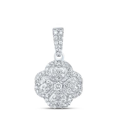 10K White Gold 3/8Ct Diamond Fashion Clover Pendant