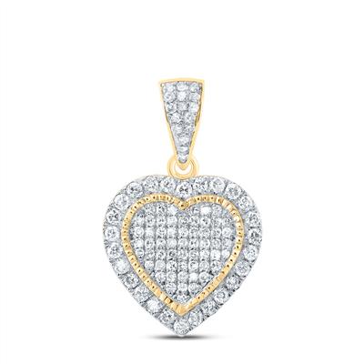 10K Yellow Gold 7/8Ct Diamond Fashion Heart Pendant