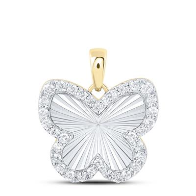 10K Yellow Gold 1/4Ct Diamond Fashion Butterfly Pendant